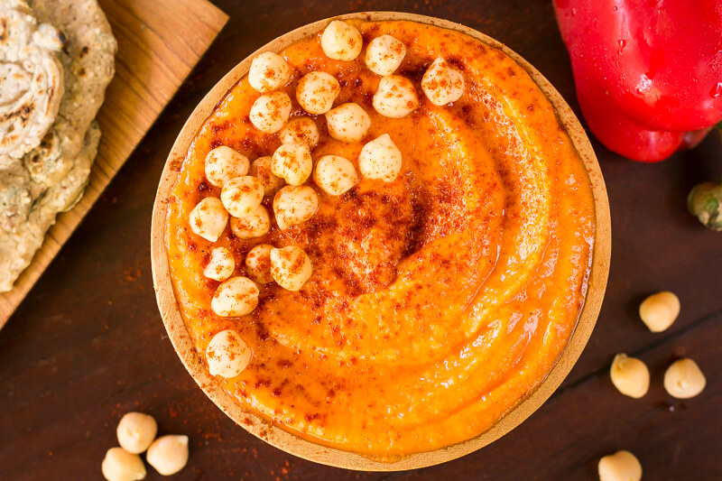Veganes Paprika Hummus Rezept – super lecker & cremig!