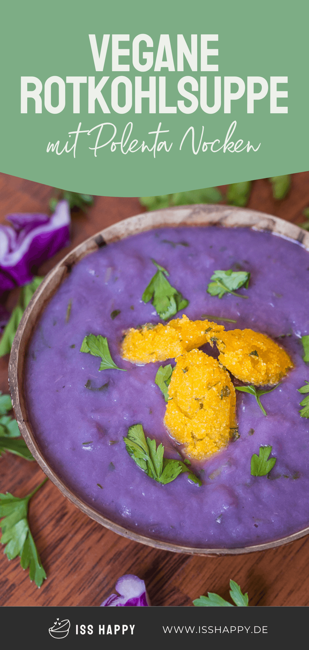 Vegane Rotkohlsuppe mit Polenta Nocken - einfach & lecker