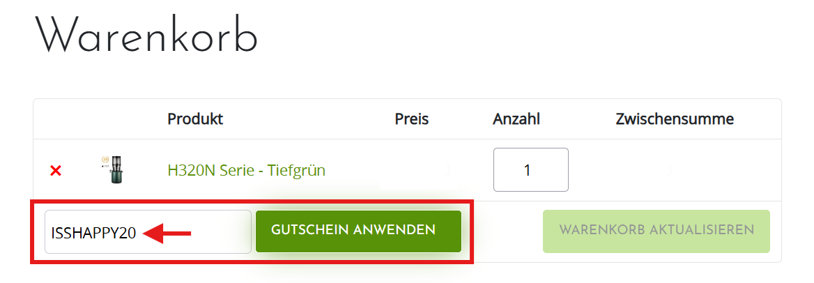 Hurom Gutschein ISSHAPPY20