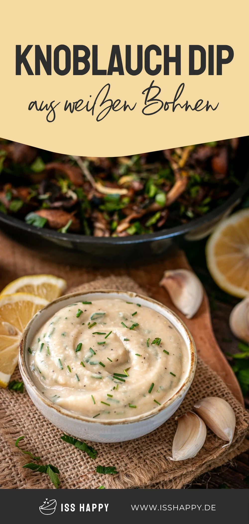 Knoblauch-Dip ohne Mayo aus weiĂźen Bohnen, vegan, cremig und in 5 Minuten fertig